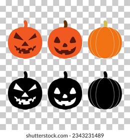Set of Pumpkin Halloween icon vector. October celebration flat silhouette illustration design .
