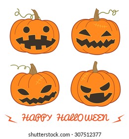 Set of pumpkin for Halloween (Jack 'O Lantern) in various styles vector format