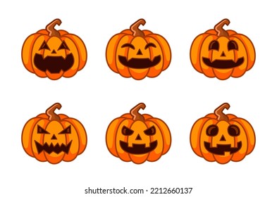 Establecer la variante de calabaza de halloween vector sobre fondo blanco