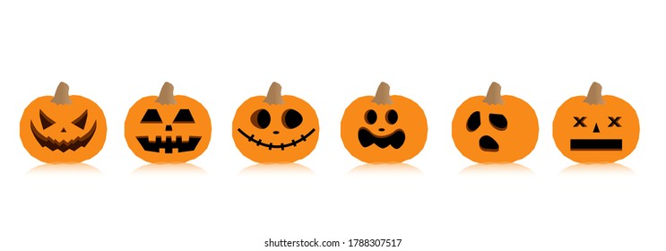 Set of Pumpkin. Happy Halloween or party. Halloween design elements, logos, badges, labels, icons and objects. Vector illustration.
