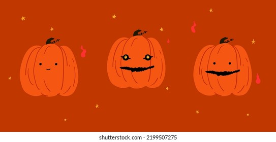 Juego de cabezas de calabaza, impresión de Halloween
