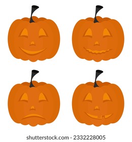 set of pumpkin heads with different emotions