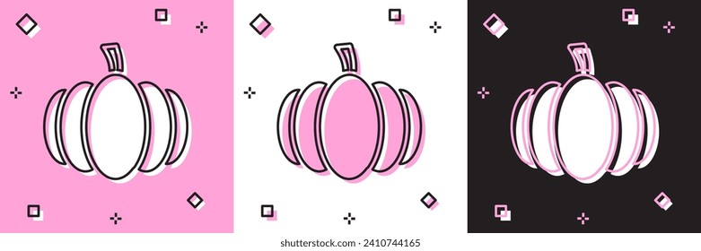 Kürbis-Symbol einzeln auf rosafarbenem, weißem, schwarzem Hintergrund. Frohes Halloween-Fest.  Vektorgrafik