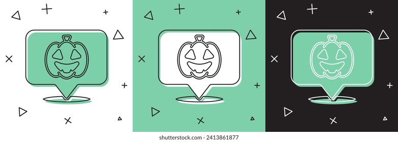 Establece el icono de calabaza aislado en fondo blanco y verde, negro. Feliz fiesta de Halloween.  Vector