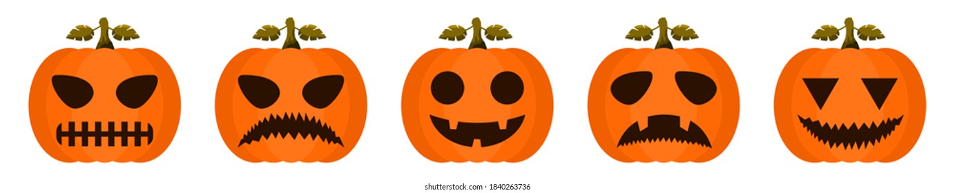 Set of pumpkin icon on white background. Vector illustration of orange pumpkin character for halloween celebration design.