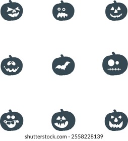 set of pumpkin icons. Pumpkin Halloween Silhouette