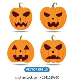 Set of Pumpkin illustration vector on white background. flat style. good for logo, pattern, web, icon, business, card etc.