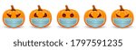 Set Pumpkin with medical mask on white background. The main symbol of the Happy Halloween holiday. Orange pumpkin with smile for your design for the holiday Halloween. Vector illustration.