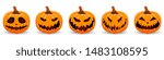 Set pumpkin on white background. The main symbol of the Happy Halloween holiday. Orange pumpkin with smile for your design for the holiday Halloween. Vector illustration.
