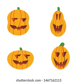 Set pumpkin on white background. The main symbol of the Happy Halloween holiday. 