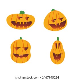 Set pumpkin on white background. The main symbol of the Happy Halloween holiday. 