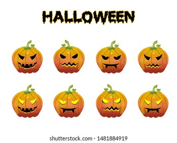 Set pumpkin on white background. Halloween vector
