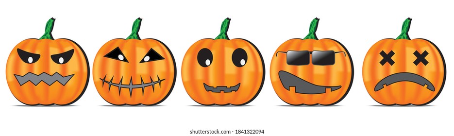 Ponga calabaza en el fondo blanco. El símbolo principal de la fiesta de Halloween Feliz. Calabaza naranja con sonrisa para tu diseño para la fiesta de Halloween.