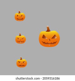 Set pumpkin on white background. Orange pumpkin with smile for your design for the holiday Halloween. Vector illustration.