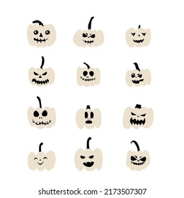 Set pumpkin on white background. Pumpkin with smile for your design for the Halloween holiday . Vector illustration.