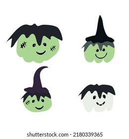 Set pumpkin on white background. Pumpkin with smile for your design for the Halloween holiday . Vector illustration.