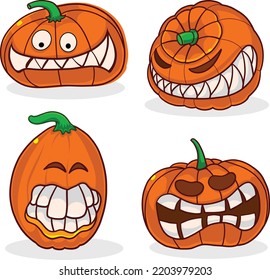 Set pumpkin on white background