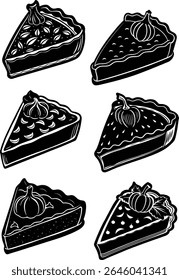 A set of pumpkin pie silhouettes