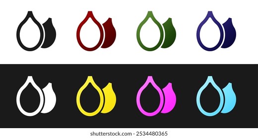 Set Pumpkin seeds icon isolated on black and white background.  Vector