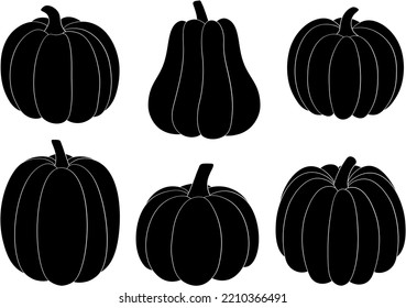 Set Pumpkin silhouette vector illustration