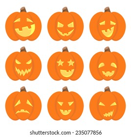 Set of pumpkin smiles