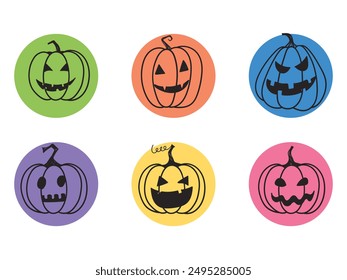 Set of pumpkin style face, Halloween design element