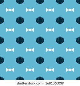 Ajuste los dientes de calabaza y de vampiro en un patrón sin fisuras. Vector