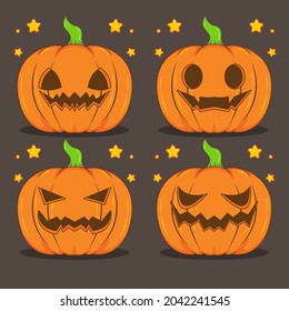 Set of Pumpkins cartoon design illustration