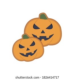 Set of pumpkins cookies on a white background. Autumn food