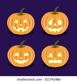 Set pumpkins with different emotions on Halloween.