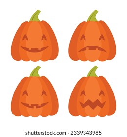 Kürbisse mit verschiedenen Lächeln, Halloween-Symbol.