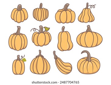 A set of pumpkins doodle