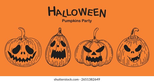 Conjunto de Elementos de calabazas ilustraciones y diseño de Clipart de Halloween