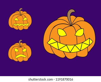 set of pumpkins for halloween