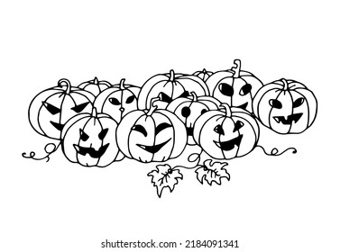 Set of pumpkins. Halloween. Autumn holidays. Vector Illustration.
