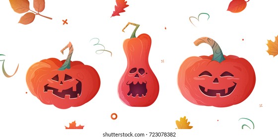 set pumpkins Halloween character. Vector eps 10