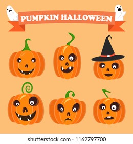 Set pumpkins for Halloween design, vector illustration