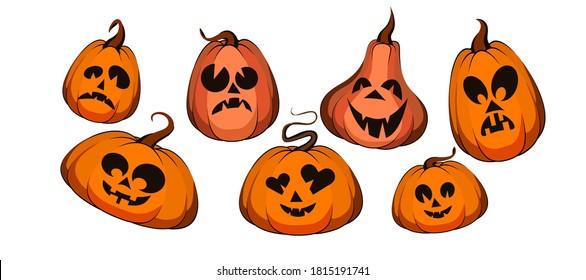 Kürbis zu Halloween. Flat, Cartoon. Vektorgrafik.