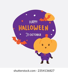 set of pumpkins for Halloween. Funny pumpkin with Halloween background