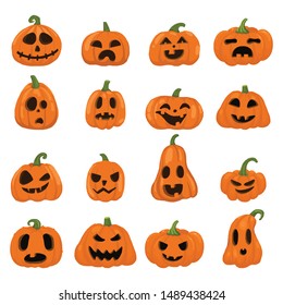 Set pumpkins for Halloween object , icons,  Vector illustration