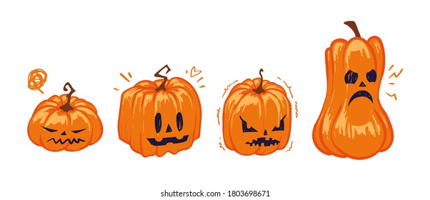 Set pumpkins for Halloween on white background