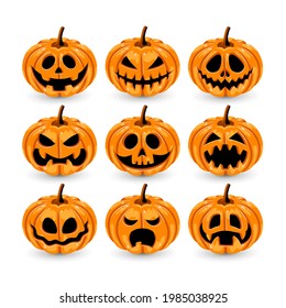 Set of pumpkins for Halloween on a white background in vector EPS10