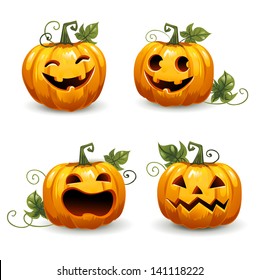 Set pumpkins for Halloween. Set of smiley faces.