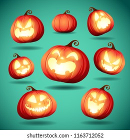Set pumpkins of Halloween. A variety of pumpkins for Halloween design. Set pumpkins of Halloween. A variety of pumpkins for Halloween design.