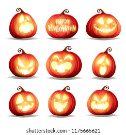 Set pumpkins of Halloween. A variety of pumpkins for Halloween design. 