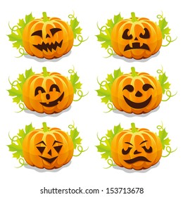 set of pumpkins for Halloween  vector