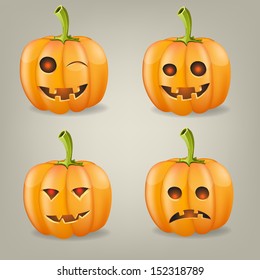 Set pumpkins for Halloween. Vector illustratiom