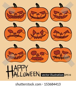 Set pumpkins. Halloween vector illustration.