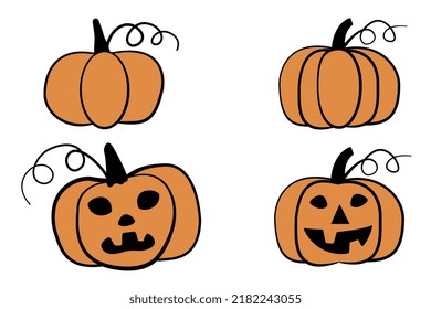 Un conjunto de calabazas para Halloween. Ilustración vectorial.