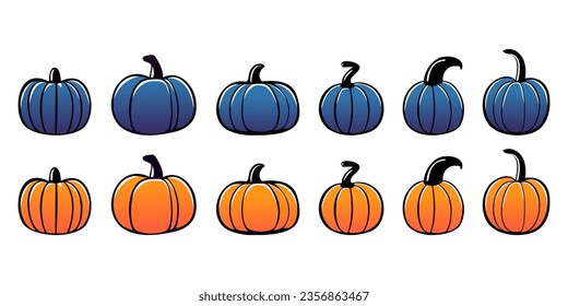 A set of pumpkins for Halloween. Vector illustration
